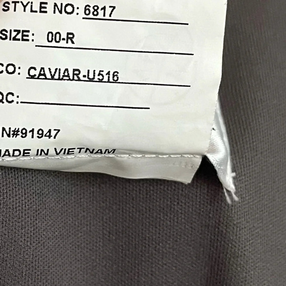 AFTER SIX • NWT FLUTTER SLEEVE FAUX WRAP CHIFFON DRESS IN CAVIAR GRAY - Picture 7 of 9